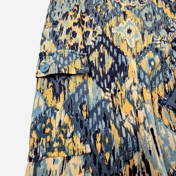 Denim and Co Beach blue yellow wide leg‎ cargo pants with elastic waistband 3x - Picture 3 of 5